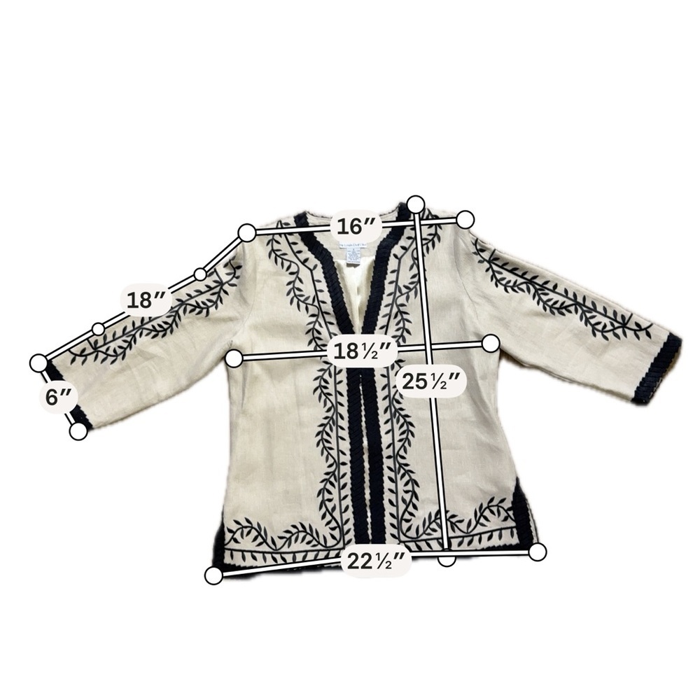 Linea Louis Dell Olio Embroidered Jacket Size S Linen Blend Black Chic - Picture 7 of 7